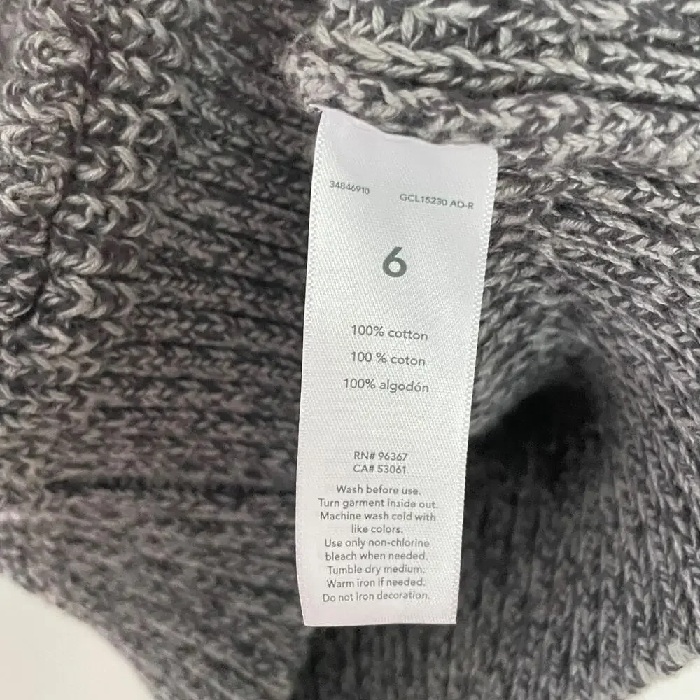 OshKosh B’gosh Kids Cardigan Sweater Size 6 Gray Shawl Collar Chunky Knit Cotton